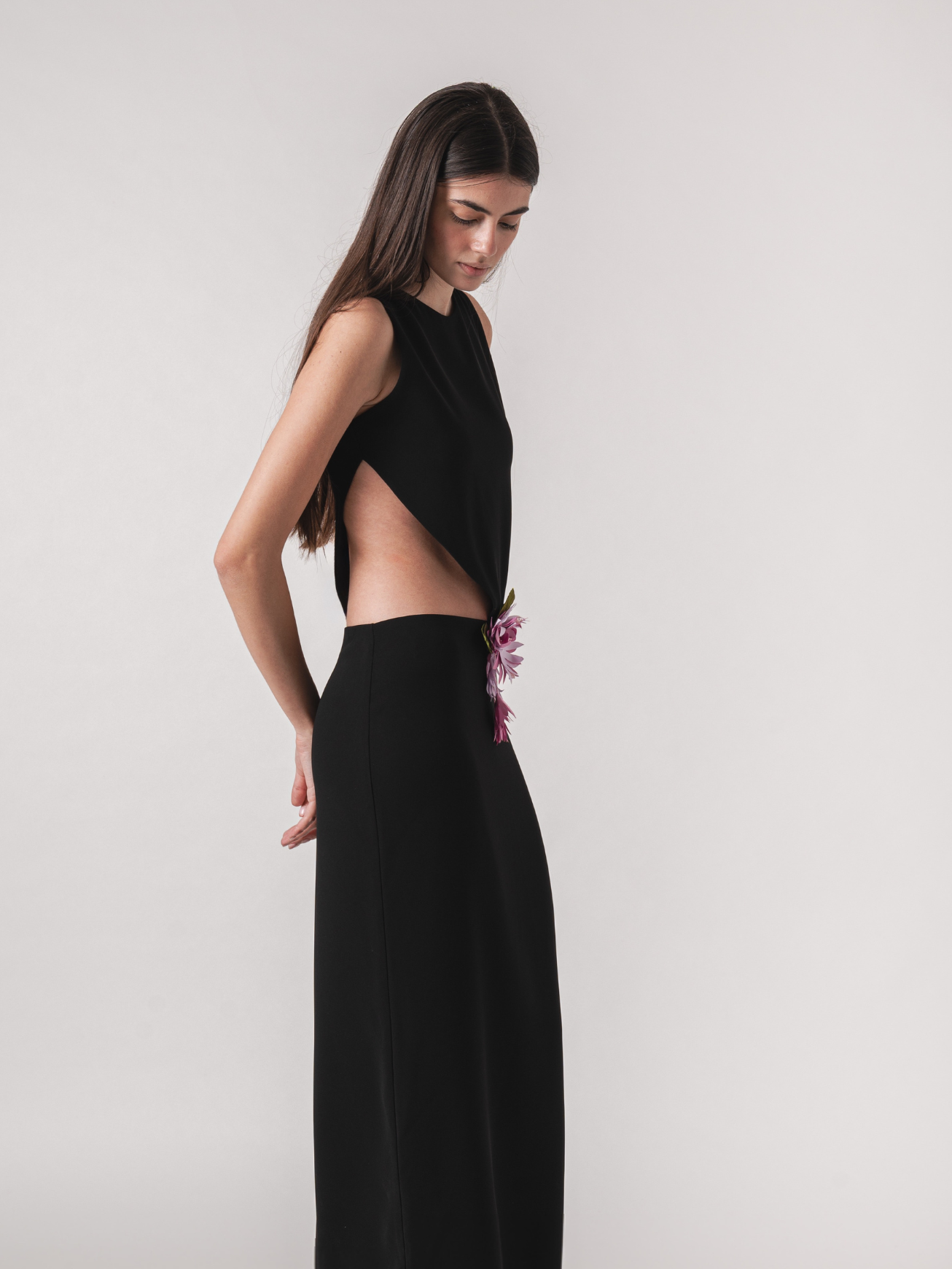 SOFIA MAXI DRESS - BLACK & PINK