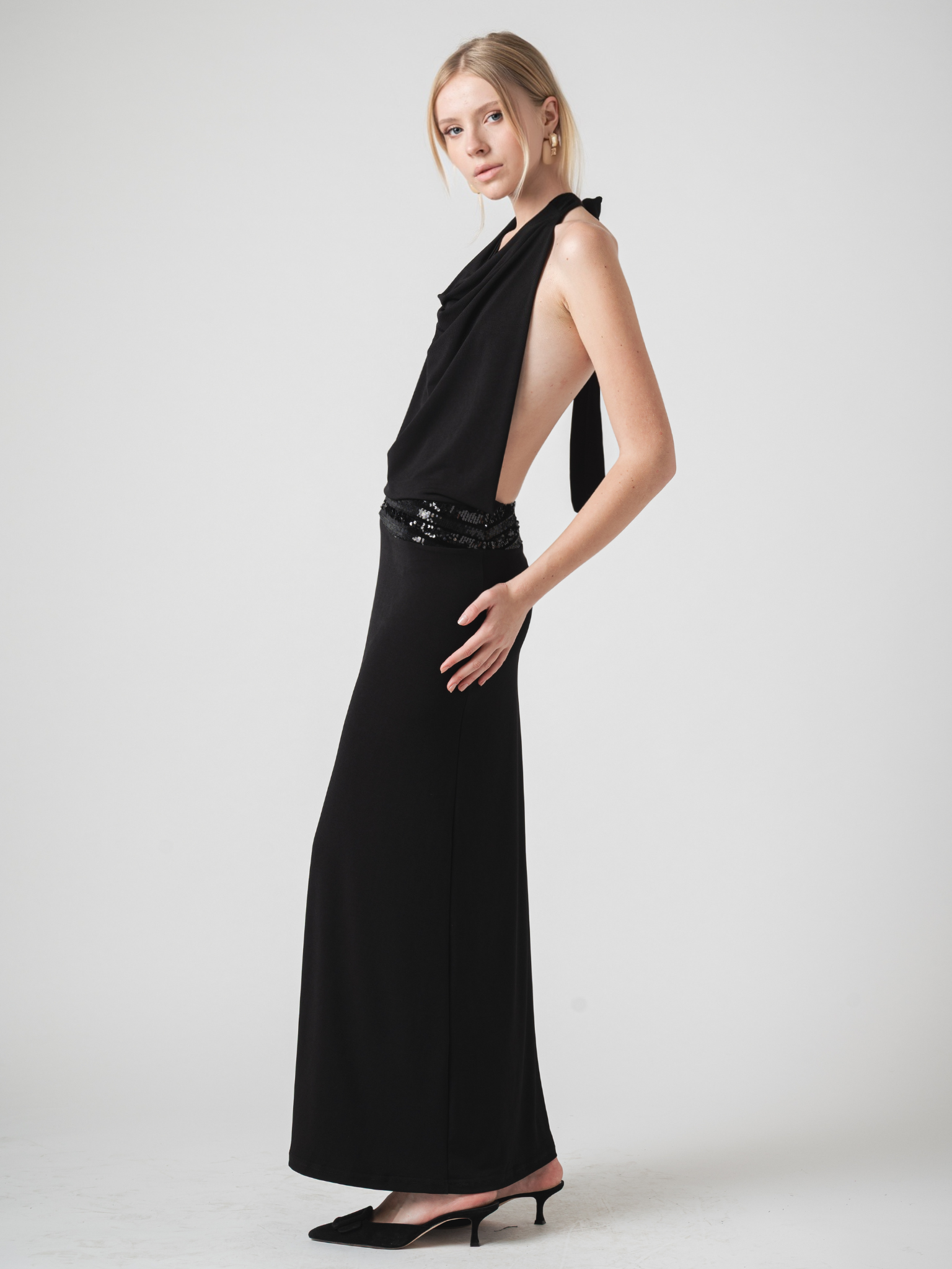 HALO MAXI DRESS - BLACK