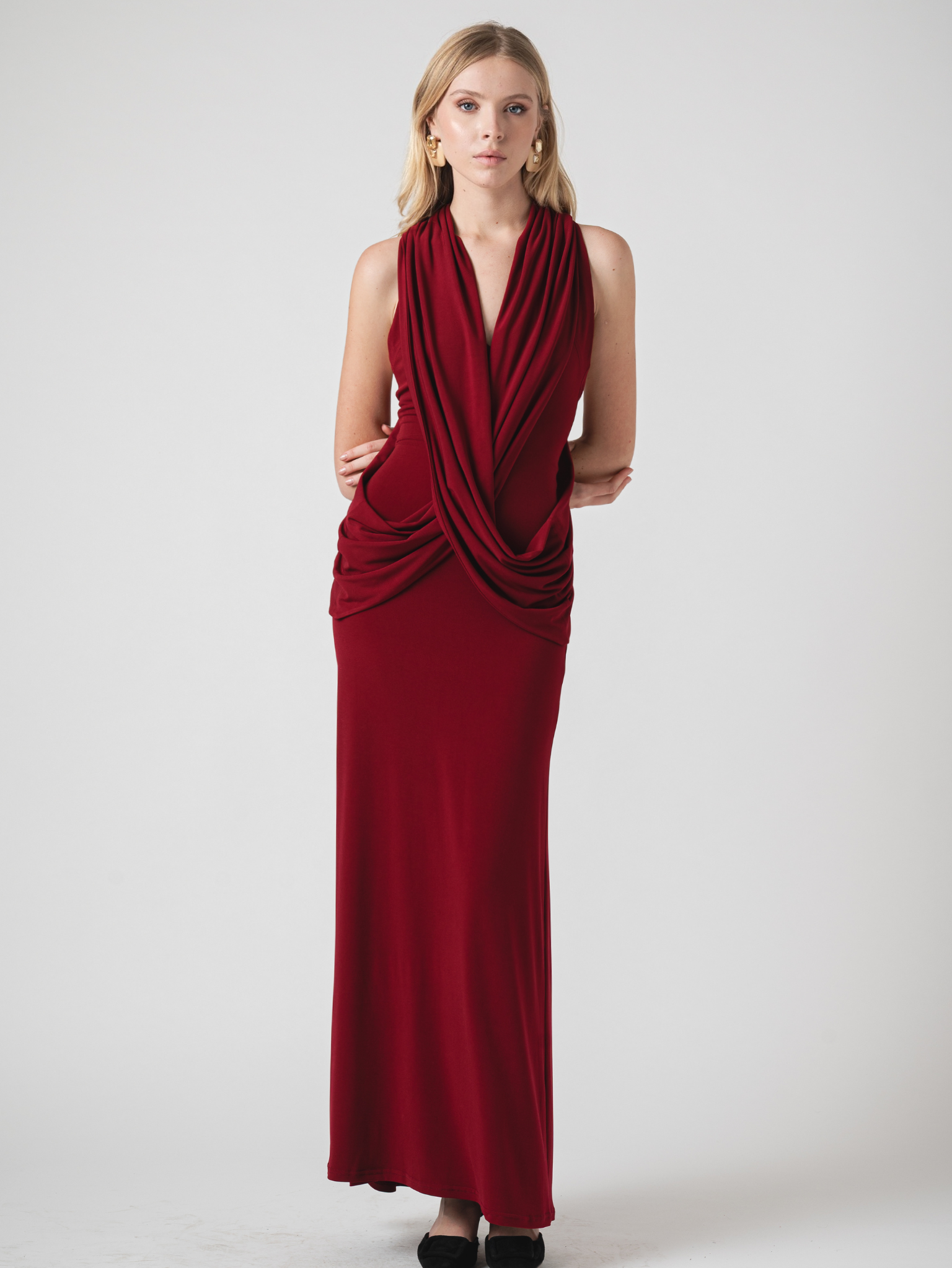 THE DRAPE MAXI DRESS - WINE